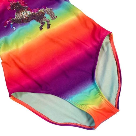 Girls tie dye unicorn full piece swimsuit 14/16 rainbow one piece - Picture 4 of 8